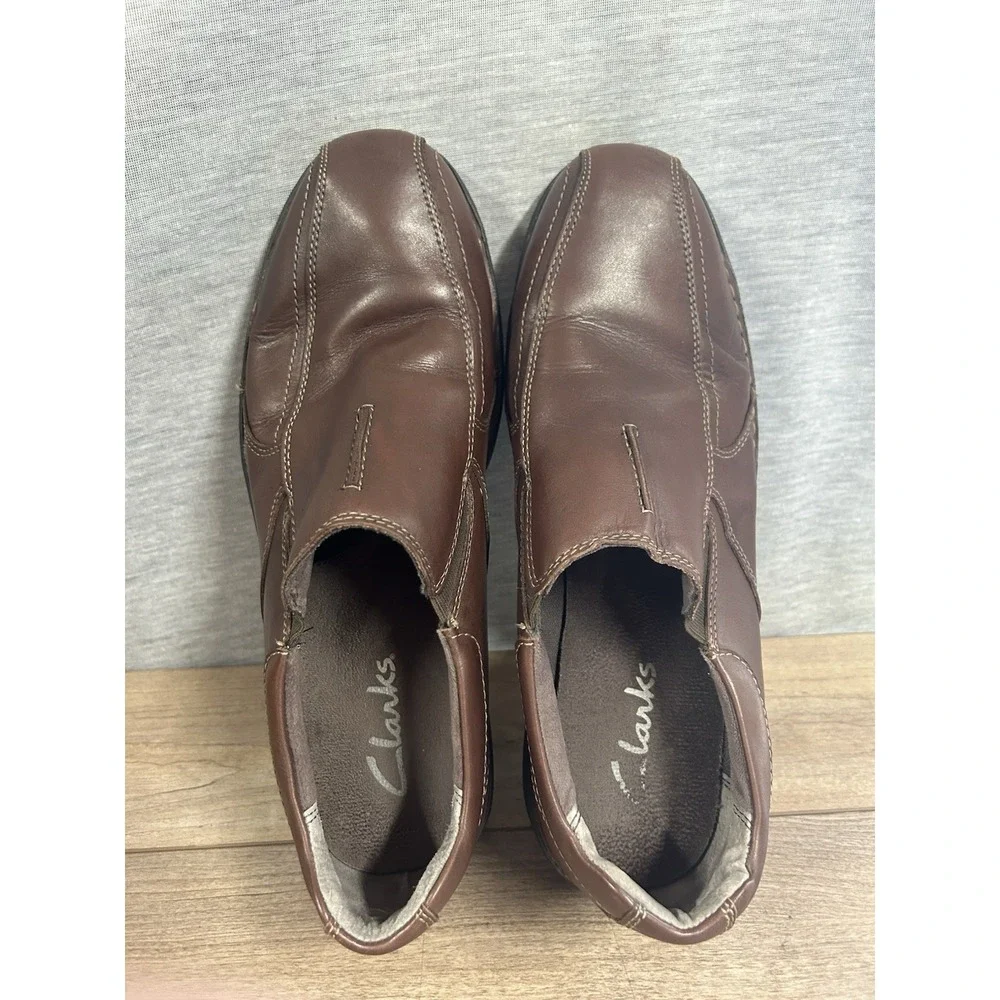 Clarks Men's Escalade Step Brown Leather Loafers Size 12M